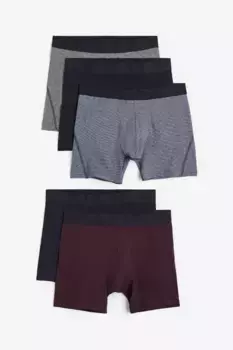 5 боксеров средней длины xtra life H&M, бордовый