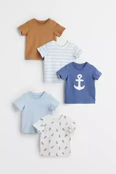 5 футболок H&amp;M, синий/якоря