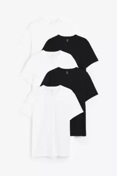5 футболок slim fit H&M, черный