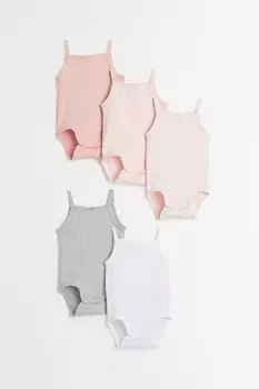 5 комплектов боди без рукавов H&M, светло-розовый/белый