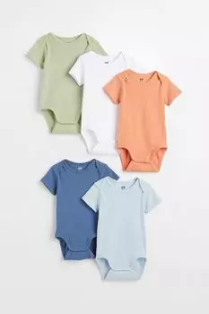 5 комплектов боди H&amp;M, синий/зеленый/оранжевый