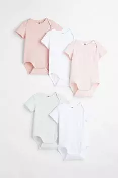 5 комплектов боди H&M, светло-розовый/белый