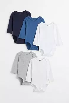5 комплектов боди H&M, темно-синий/синий