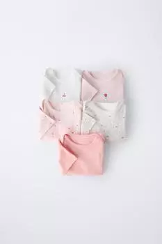 5 комплектов вышитых цветочных боди ZARA, розовый