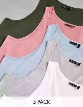 5 комплектов жилетов с круглым вырезом ASOS в нескольких цветах