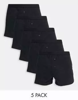 5 пар черных боксеров из джерси ASOS