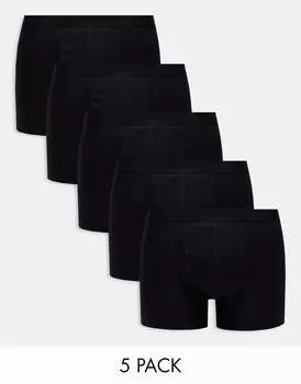 5 пар черных хлопковых плавок ASOS