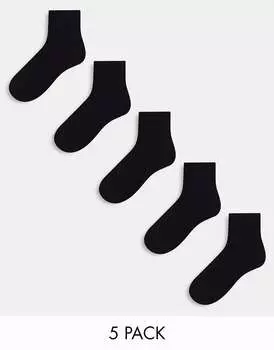 5 пар черных носков на махровой подошве ASOS