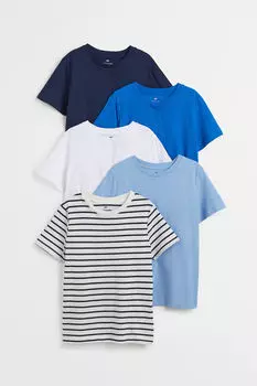 5 пар футболок H&M, белый
