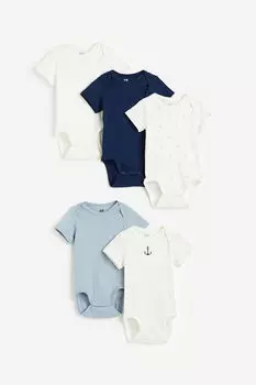 5 пар хлопковых боди H&M, белый