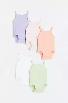 5 пар хлопковых боди H&M, фиолетовый