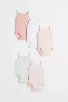 5 пар хлопковых боди H&M, розовый