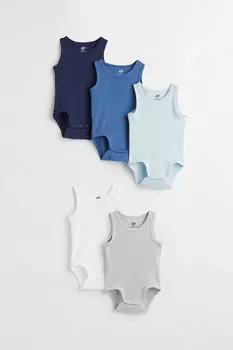 5 пар хлопковых боди H&M, синий