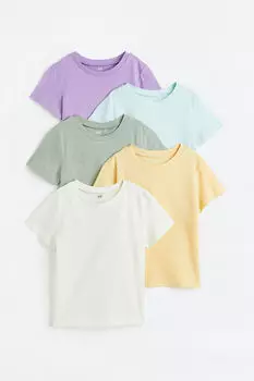 5 пар хлопковых футболок H&M, бирюзовый