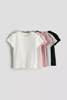 5 пар хлопковых футболок H&M, розовый