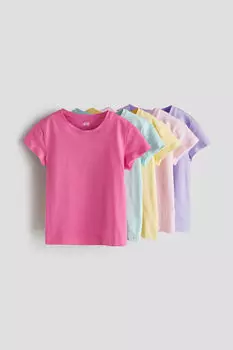 5 пар хлопковых футболок H&M, розовый