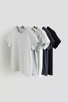 5 пар хлопковых футболок H&M, серый