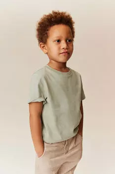 5 пар хлопковых футболок H&M, зеленый