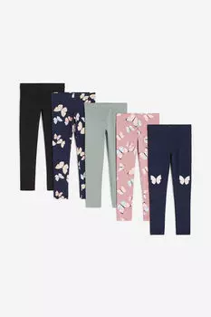 5 пар хлопковых леггинсов H&M, синий