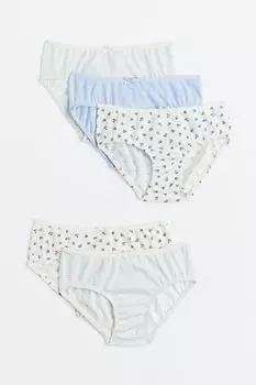 5 пар хлопковых трусов H&M, голубой/маленькие цветы