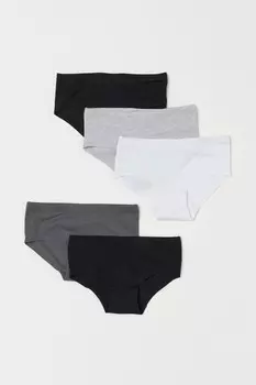 5 пар хлопковых трусов H&M, белый/светло-серый меланж