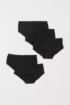 5 пар хлопковых трусов H&M, черный