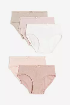 5 пар хлопковых трусов H&M, розовый