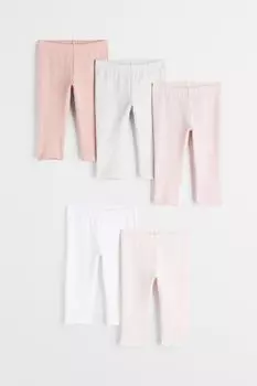 5 пар леггинсов из хлопка H&amp;M, пудрово-розовый/светло-розовый