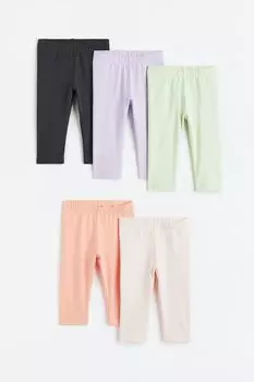 5 пар леггинсов из хлопка H&amp;M, розовый/светло-розовый