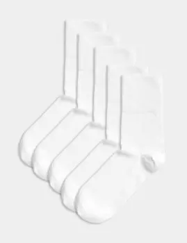 5 пар носков до щиколотки с высоким содержанием хлопка Marks & Spencer, белый