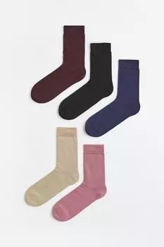 5 пар носков H&amp;M, розовый/бежевый