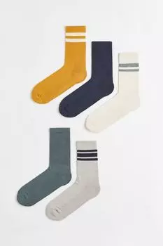 5 пар носков H&amp;M, светло-серый/темно-синий