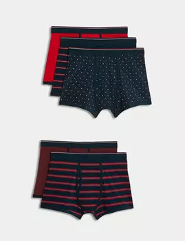 5 пар плавок Cool & Fresh из хлопка с насыщенным содержанием хлопка Marks & Spencer, темно-синий