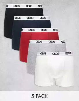 5 пар плавок с фирменным поясом ASOS