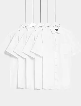 5 пар приталенных рубашек с короткими рукавами Marks & Spencer, белый