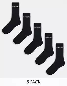 5 пар ребристых носков с логотипом черного цвета Jack & Jones