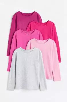 5 пар топов из джерси H&M, розовый