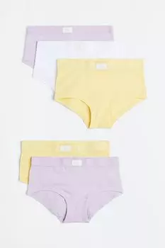 5 пар трусиков-хипстеров из хлопка H&amp;M, светло-желтый/светло-фиолетовый