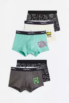 5 пар трусов-боксеров с принтом H&amp;M, блэк/кит харинг
