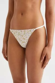 5 пар трусов-стрингов из джерси H&amp;M, светло-бежевый/маленькие цветы