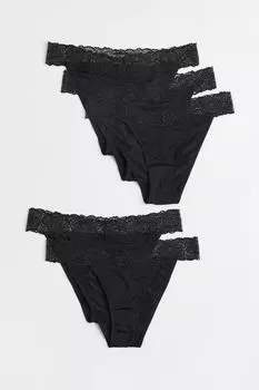 5 пар трусов танго H&amp;M, черный