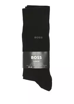 5 пар жаккардовых мужских носков с логотипом Boss, черный