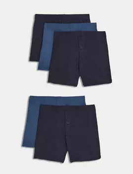 5 шт. плавок из чистого хлопка Marks & Spencer, синий микс