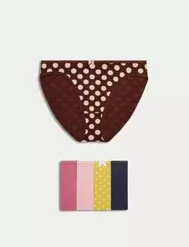 5 шт. Трусики из хлопка и лайкры с высоким вырезом Marks & Spencer, цвет Antique rose