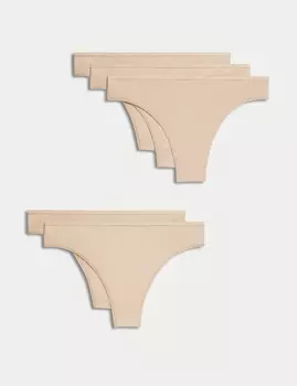 5 шт. трусики-шорты из хлопка и модала без VPL Marks & Spencer, розовый кварц