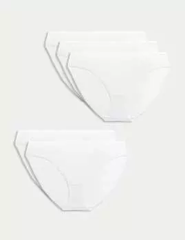 5 шт. трусиков-бикини из чистого хлопка Marks & Spencer, белый
