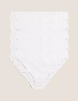 5 шт. Высокие трусики из хлопкового модала без VPL Marks & Spencer, белый