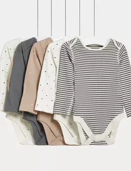 5 упаковок боди из чистого хлопка (от 6 фунтов до 3 лет) Marks & Spencer