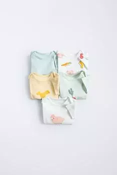 5 упаковок фермерских боди ZARA, разноцветный
