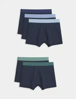 5 упаковок хлопковых трусов-боксеров с эластичными вставками Marks & Spencer, черный